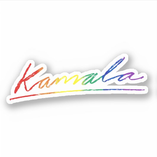Kamala Kursive Signatur Pride Rainbow Aufkleber (Vorderseite)