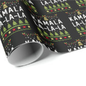Kamala La La La Funny Harris Christmas Ugly Black Geschenkpapier (Rolleneckpunkt)
