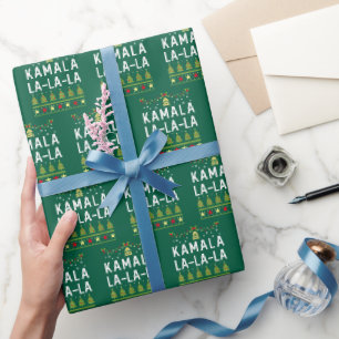 Kamala La La La Funny Harris Christmas Ugly Green Geschenkpapier