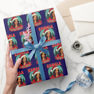 Kamala La La La Funny Weihnachten Weihnachtsmannmü Geschenkpapier