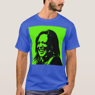 Kamala lacht auf braunem Grün T-Shirt