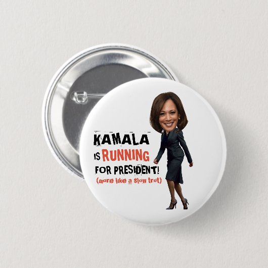 Kamala läuft für Präsidenten Button (Vorne & Hinten)