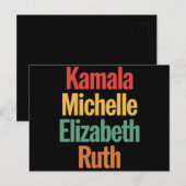 Kamala Michelle Elizabeth Ruth Feminist Politisch Postkarte (Vorne/Hinten)