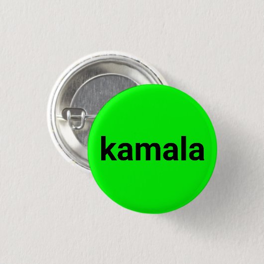 Kamala minimalistischer Text schwarz neongrüner Kl Button (Vorne & Hinten)