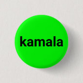 Kamala minimalistischer Text schwarz neongrüner Kl Button (Vorderseite)