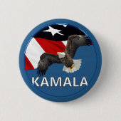 Kamala mit Adler und Flagge Button (Vorderseite)