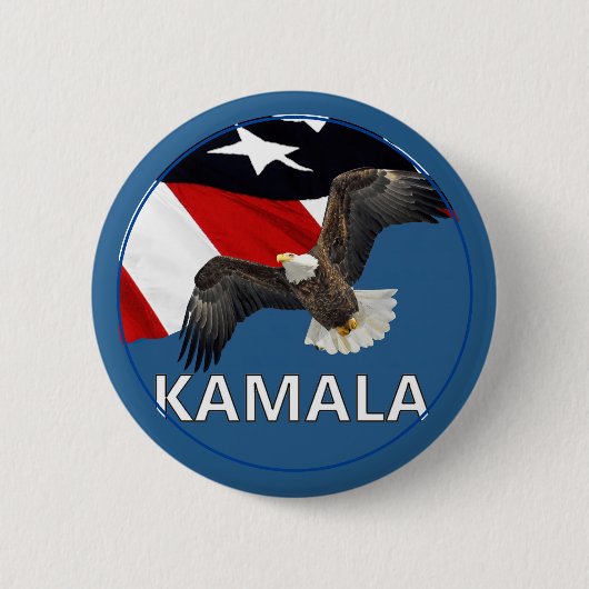 Kamala mit Adler und Flagge Button (Vorderseite)