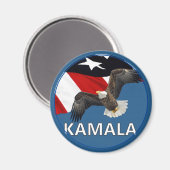 Kamala mit Adler und Flagge Magnet (Vorderseite/Rückseite)
