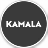 Kamala moderne fette Typografie weiß schwarz rund Aufkleber (Vorderseite)