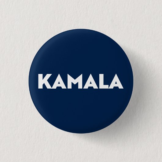 Kamala moderne mutige Typografie, weiß blau Button (Vorderseite)