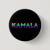 Kamala moderne Regenbogentypografie LGBT Stolz sch Button (Vorderseite)