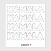 Kamala moderne weiße, fette Typografie vier Aufkleber (Blatt)