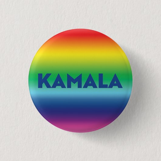Kamala moderner Regenbogen-Gay Pride Button (Vorderseite)