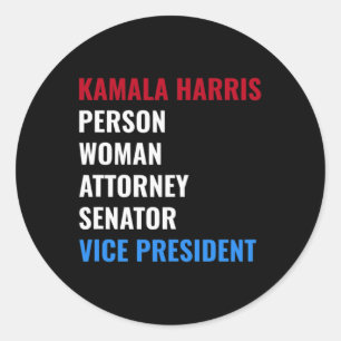 Kamala Person Woman Attorney Senior Vice President Runder Aufkleber