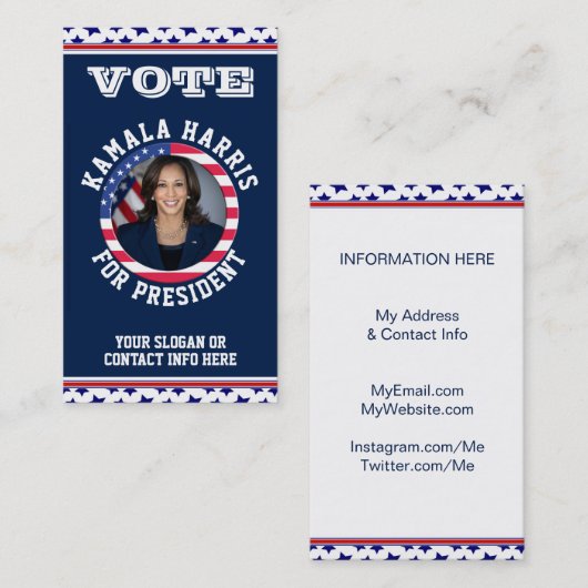 Kamala Political Campaign Template Business Card Visitenkarte (Vorne/Hinten)