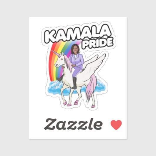 KAMALA PRIDE UNICORN UND RAINBOW STICKER (Blatt)