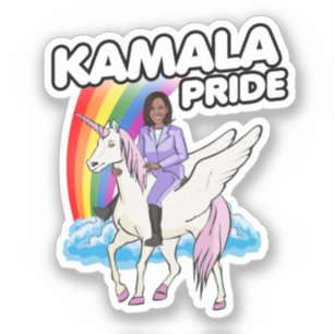 KAMALA PRIDE UNICORN UND RAINBOW STICKER