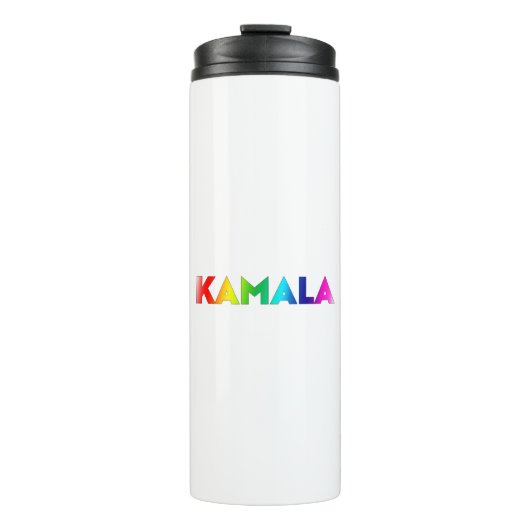 Kamala Regenbogen-Gefälle Moderne Typografie Stolz Thermosbecher (Vorderseite)