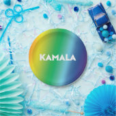 Kamala Regenbogengefälle Muster moderne Typografie Pappteller (Party)