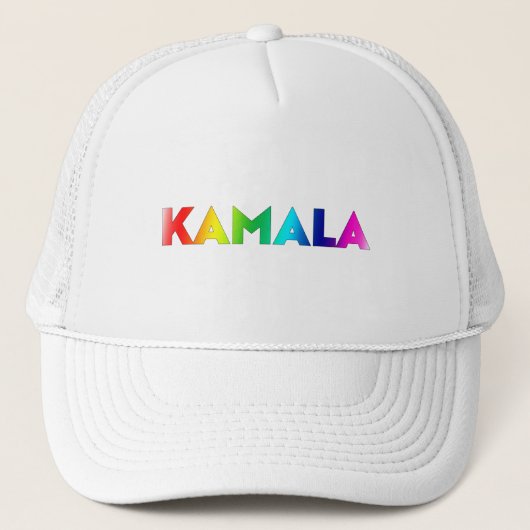 Kamala Regenbogengefälle Typografie moderner Stolz Truckerkappe (Vorderseite)