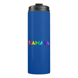 Kamala Regenbogengradition Typografie Stolz blau Thermosbecher