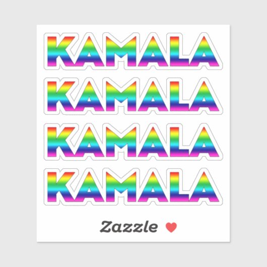 Kamala Regenbogentypografie Gay Pride vier Aufkleber (Blatt)