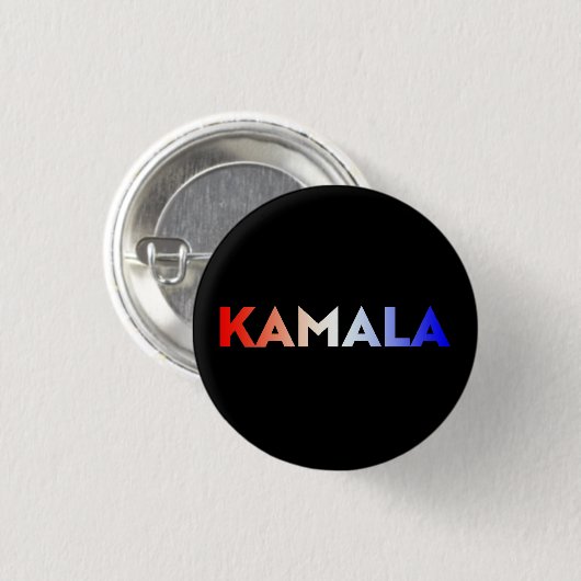 Kamala Rot-Blau-Gradiententypografie schwarz Button (Vorne & Hinten)