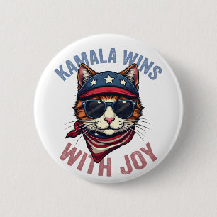 Kamala siegt mit Freude Harris Walz Katzenlady Wah Button