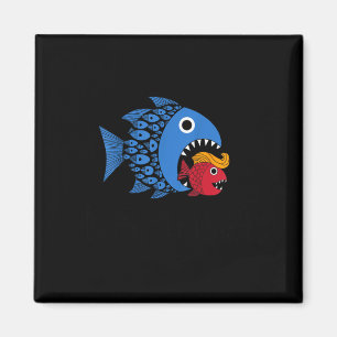 Kamala über Trump Blaue Welle Großer Fisch frisst Magnet