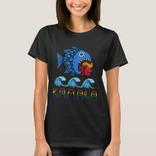 Kamala Über Trump Blaue Welle Großer Fisch Frisst  T-Shirt
