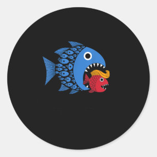 Kamala über Trump Blue Wave Big Fish frisst Small Runder Aufkleber