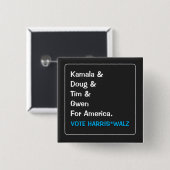 Kamala und Doug und Tim und Gwen für Amerika Button (Vorne & Hinten)