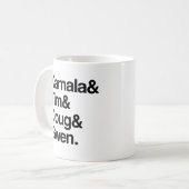 Kamala und Tim und Doug und Gwen Kaffeetasse (Vorderseite Links)