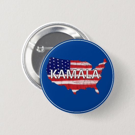 Kamala und USA in Flaggenfarben Button (Vorne & Hinten)