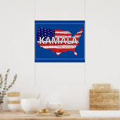 Kamala und USA in Flaggenfarben Poster (Küche)