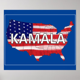 Kamala und USA in Flaggenfarben Poster