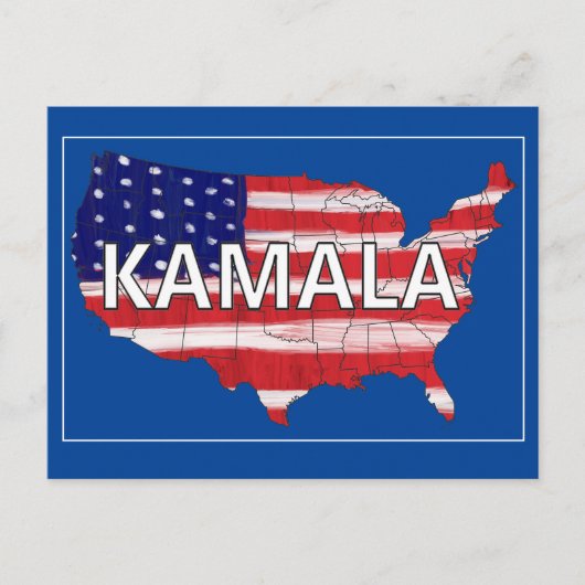Kamala und USA in Flaggenfarben Postkarte (Vorderseite)