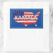 Kamala und USA in Flaggenfarben Rechteckiger Aufkleber (Tasche)
