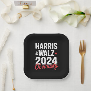 Kamala Walz Offensichtlich 2024 Harris Waltz 2024 Pappteller