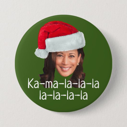 Kamala Weihnachtsmannmütze - Biden Harris 2020 lus Button (Vorderseite)
