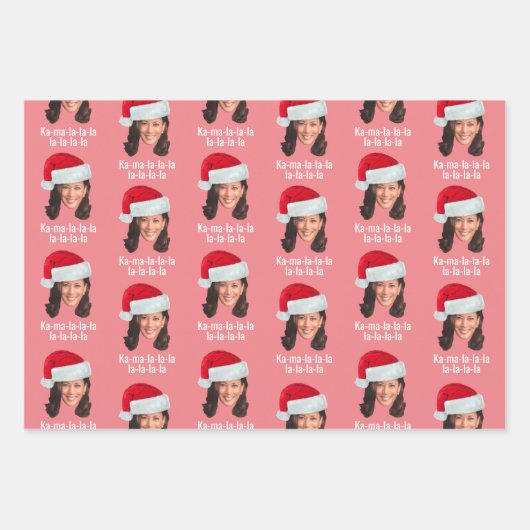 Kamala Weihnachtsmannmütze - Harris lustiger Urlau Geschenkpapier Set (Vorderseite 3)