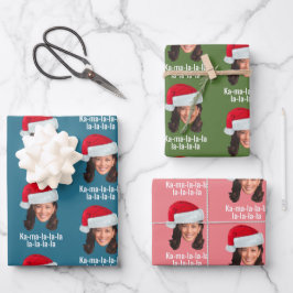 Kamala Weihnachtsmannmütze - Harris lustiger Urlau Geschenkpapier Set