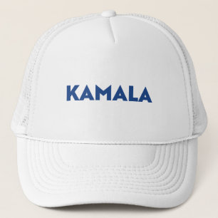 Kamala, weiß und blau, moderne, mutige Typografie Truckerkappe