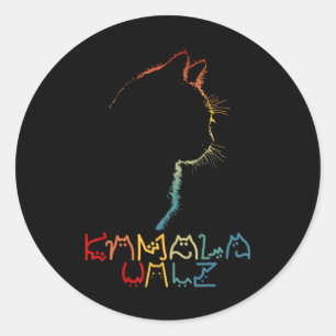 Kamala Wheimer Lettering Positive Funny Cat Lady Runder Aufkleber