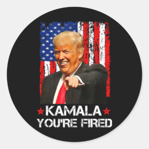 Kamala You're Fired Präsident Trump 2024 Laughing Runder Aufkleber