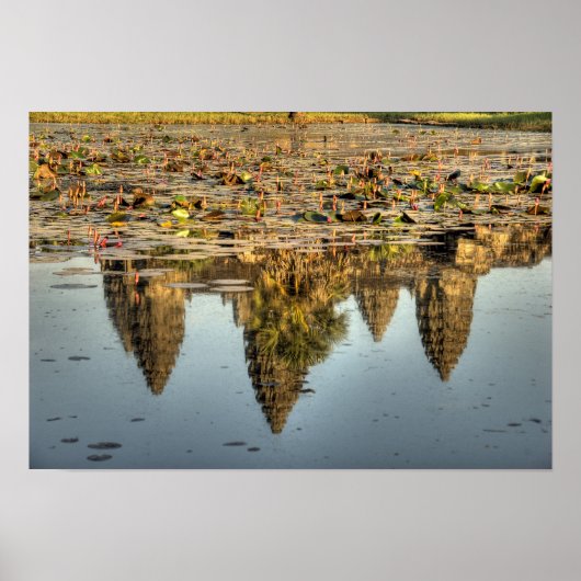 Kambodscha, Angkor. Reflektion des Tempels Poster (Vorne)