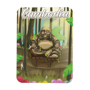Kambodscha Buddah Vintage Reiseplakat Magnet