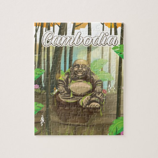 Kambodscha Buddah Vintage Reiseplakat Puzzle (Vertikal)