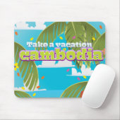 Kambodscha Cartoon Reiseplakatkunst. Mousepad (Mit Mouse)