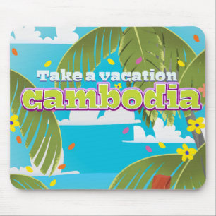 Kambodscha Cartoon Reiseplakatkunst. Mousepad